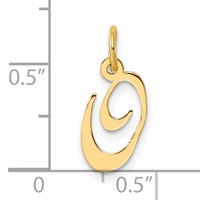 14K Yellow Gold Small Fancy Script Letter O Initial Charm view 4
