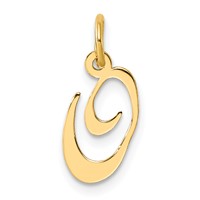 14K Yellow Gold Small Fancy Script Letter O Initial Charm view 1
