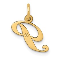 14K Yellow Gold Small Fancy Script Letter P Initial Charm view 3