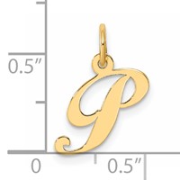 14K Yellow Gold Small Fancy Script Letter P Initial Charm view 4