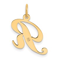 14K Small Fancy Script Letter R Initial Charm view 3