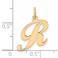 14K Small Fancy Script Letter R Initial Charm view 4