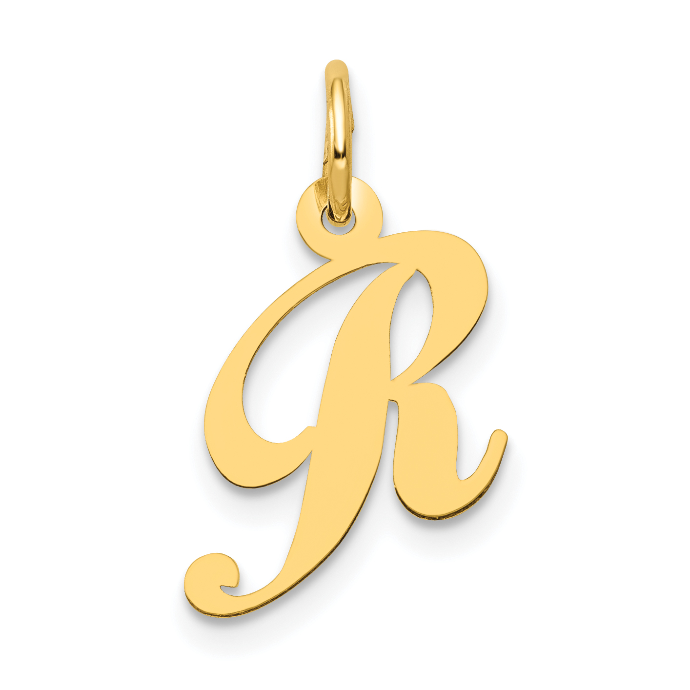 14K Small Fancy Script Letter R Initial Charm (YC650R)