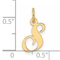 14K Small Fancy Script Letter S Initial Charm view 4