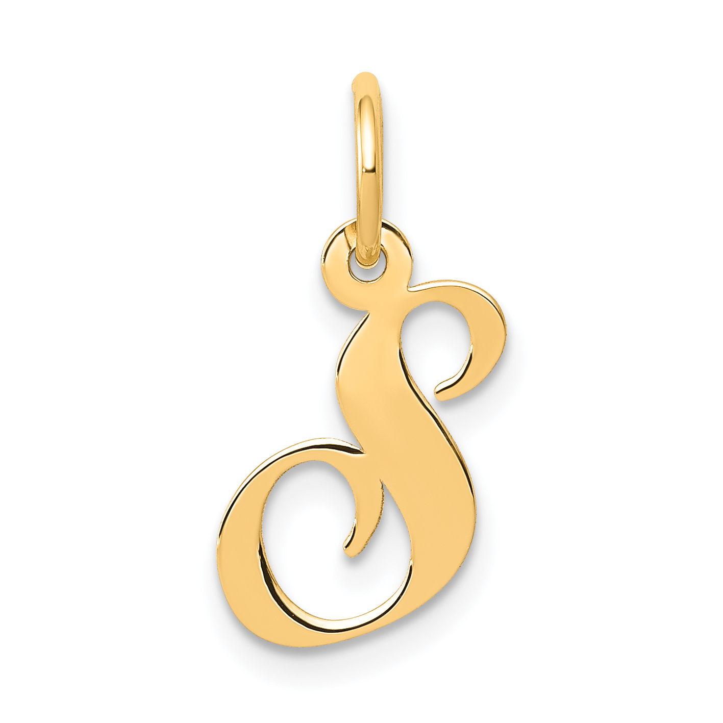 14K Small Fancy Script Letter S Initial Charm (YC650S)