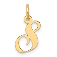 14K Small Fancy Script Letter S Initial Charm view 1