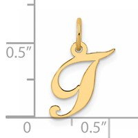 14K Yellow Gold Small Fancy Script Letter T Initial Charm view 4