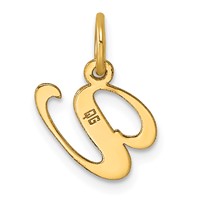 14K Yellow Gold Small Fancy Script Letter V Initial Charm view 3