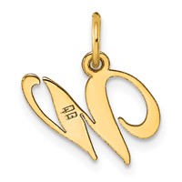 14K Yellow Gold Small Fancy Script Letter W Initial Charm view 3