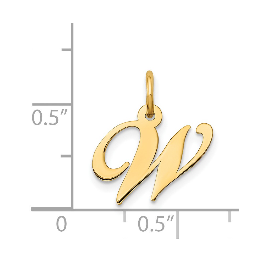 14K Small Fancy Script Letter W Initial Charm (YC650W)