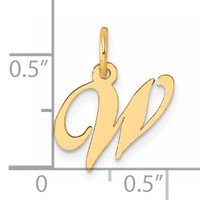 14K Yellow Gold Small Fancy Script Letter W Initial Charm view 4