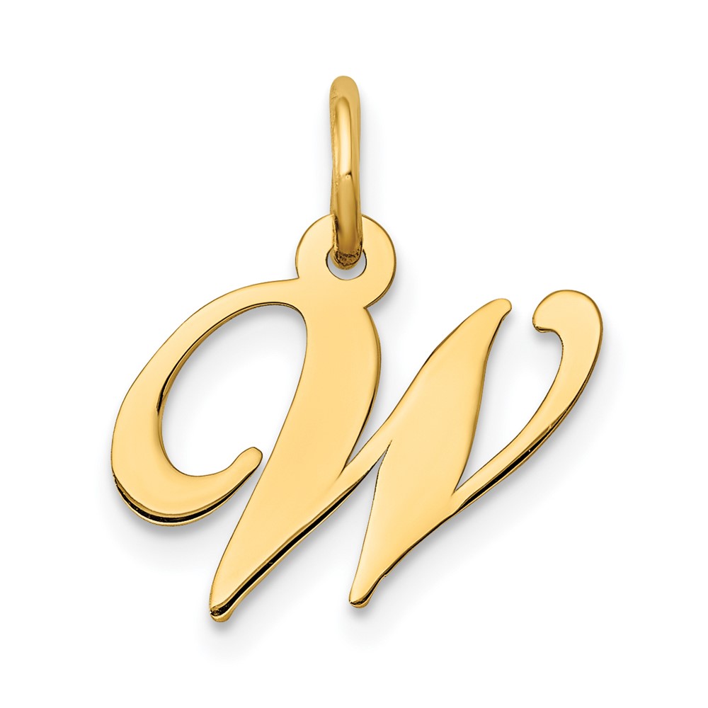 14K Small Fancy Script Letter W Initial Charm (YC650W)