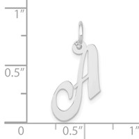 14K White Gold Small Fancy Script Letter a Initial Charm view 3