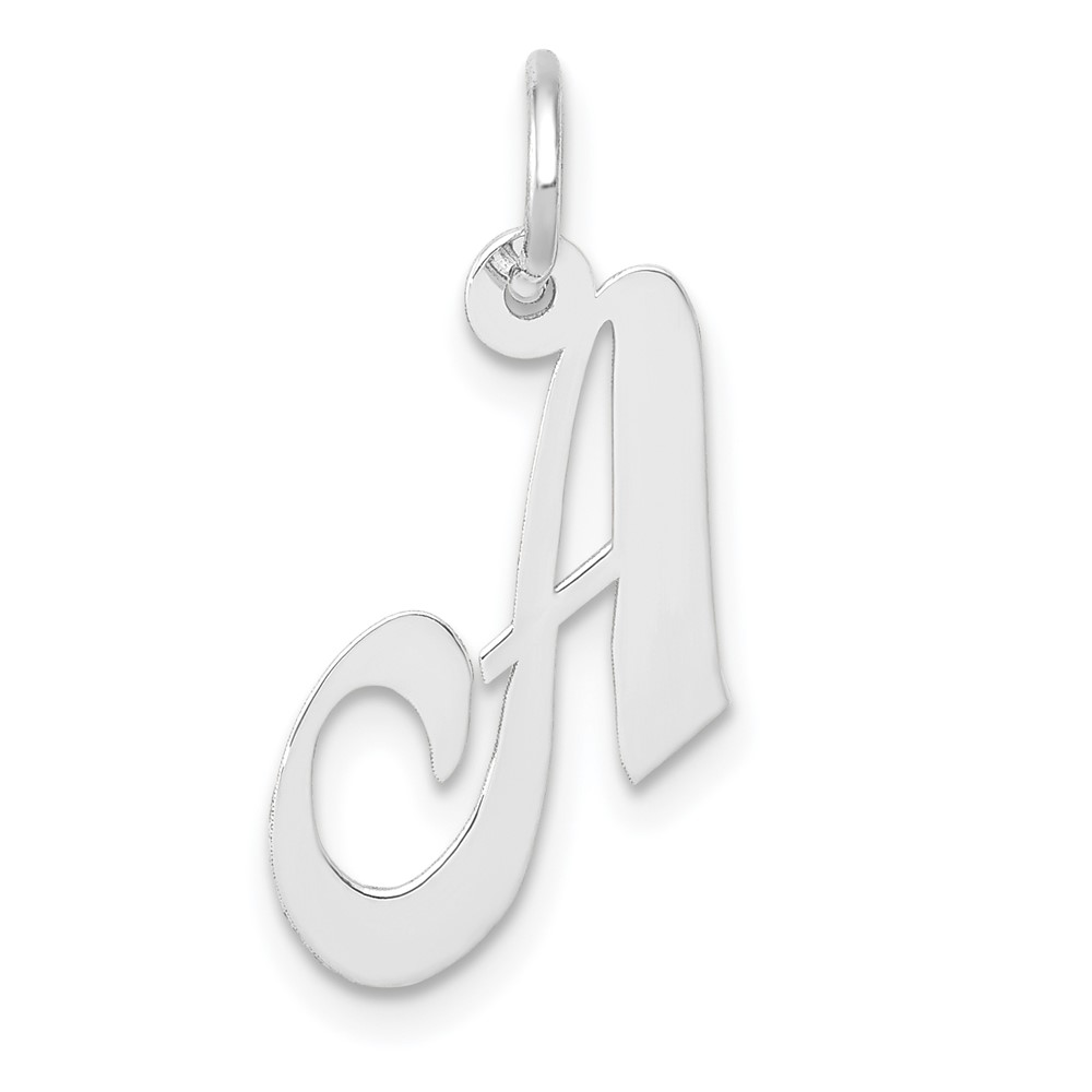 14k White Gold Small Fancy Script Letter A Initial Charm