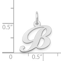 14K White Gold Small Fancy Script Letter B Initial Charm view 3