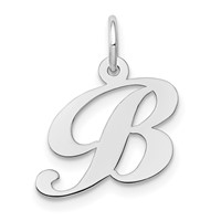 14K White Gold Small Fancy Script Letter B Initial Charm view 1