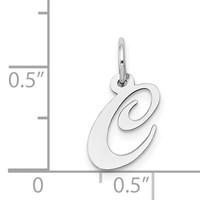 14K White Gold Small Fancy Script Letter C Initial Charm view 3