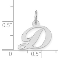 14K White Gold Small Fancy Script Letter D Initial Charm view 3