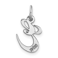 14K White Gold Small Fancy Script Letter E Initial Charm view 4