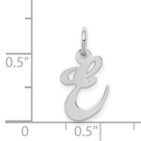 14K White Gold Small Fancy Script Letter E Initial Charm view 3