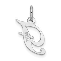 14K White Gold Small Fancy Script Letter F Initial Charm view 4
