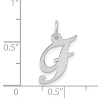 14K White Gold Small Fancy Script Letter F Initial Charm view 3
