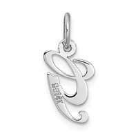 14K White Gold Small Fancy Script Letter G Initial Charm view 4