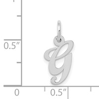 14K White Gold Small Fancy Script Letter G Initial Charm view 3