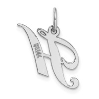 14K White Gold Small Fancy Script Letter H Initial Charm view 4