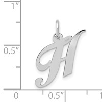 14K White Gold Small Fancy Script Letter H Initial Charm view 3