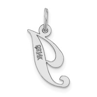 14K White Gold Small Fancy Script Letter I Initial Charm view 4