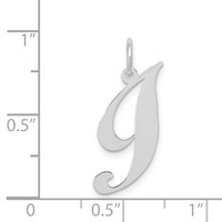 14K White Gold Small Fancy Script Letter I Initial Charm view 3