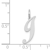 14K White Gold Small Fancy Script Letter J Initial Charm view 3
