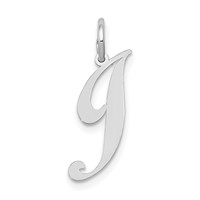 14K White Gold Small Fancy Script Letter J Initial Charm view 1