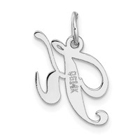 14K White Gold Small Fancy Script Letter K Initial Charm view 4