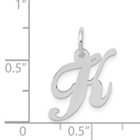14K White Gold Small Fancy Script Letter K Initial Charm view 5
