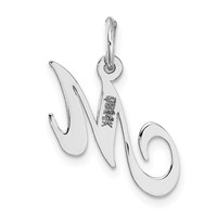 14K White Gold Small Fancy Script Letter M Initial Charm view 4