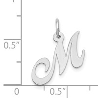 14K White Gold Small Fancy Script Letter M Initial Charm view 3