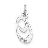 14K White Gold Small Fancy Script Letter O Initial Charm view 4