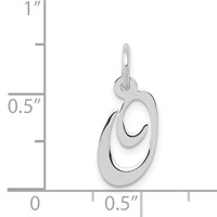 14K White Gold Small Fancy Script Letter O Initial Charm view 3