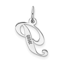 14K White Gold Small Fancy Script Letter P Initial Charm view 4