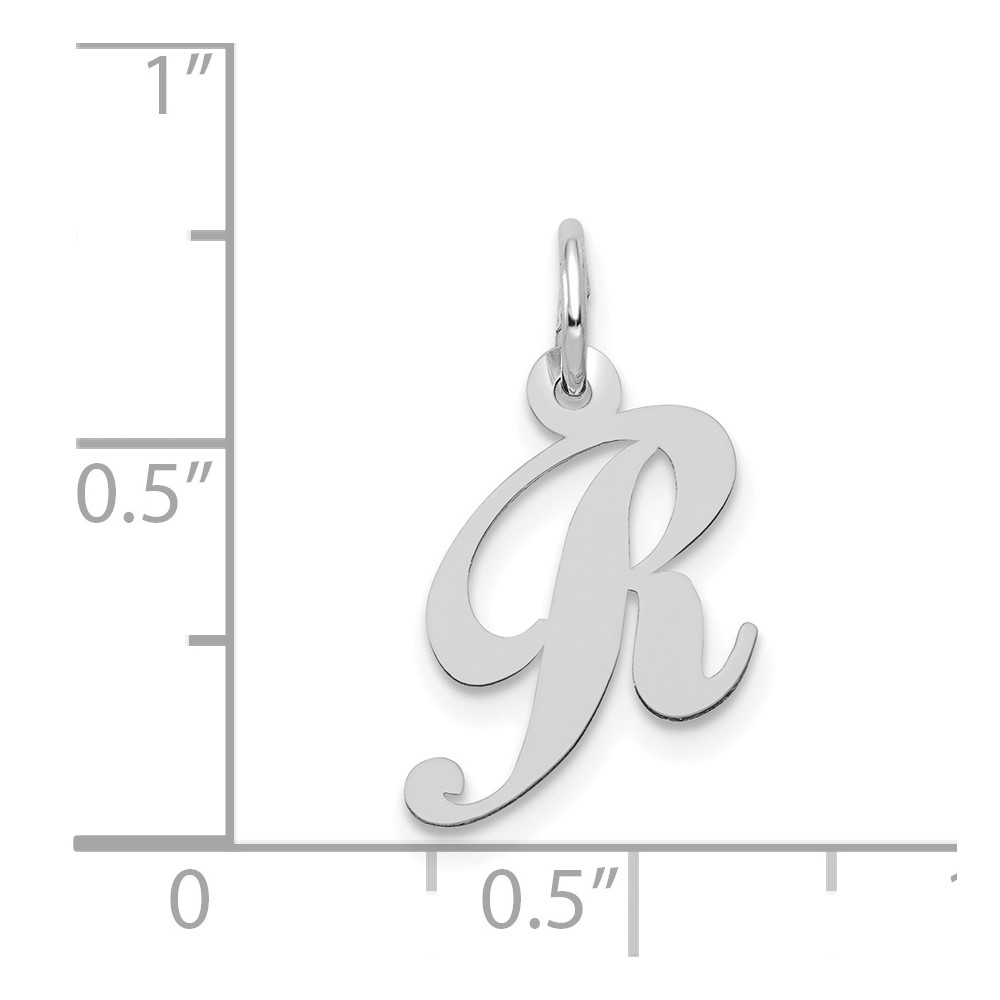 14k White Gold Small Fancy Script Letter R Initial Charm (YC651R)