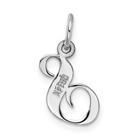 14K White Gold Small Fancy Script Letter S Initial Charm view 4