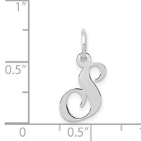 14K White Gold Small Fancy Script Letter S Initial Charm view 3