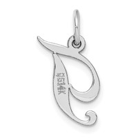 14K White Gold Small Fancy Script Letter T Initial Charm view 4