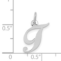 14K White Gold Small Fancy Script Letter T Initial Charm view 3
