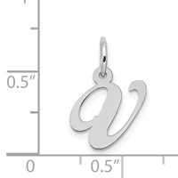 14K White Gold Small Fancy Script Letter V Initial Charm view 2