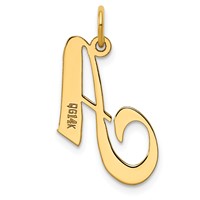 14K Yellow Gold Medium Fancy Script Letter a Initial Charm view 3