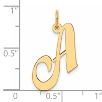 14K Yellow Gold Medium Fancy Script Letter a Initial Charm view 4