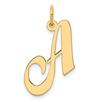 14K Yellow Gold Medium Fancy Script Letter a Initial Charm view 1